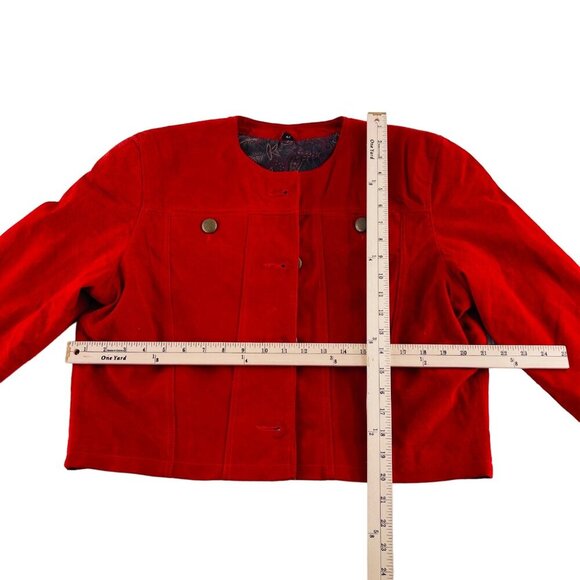 C&A Pigskin Jacket Size 42 Women's Suede Red with Gold Buttons - Picture 5 of 6